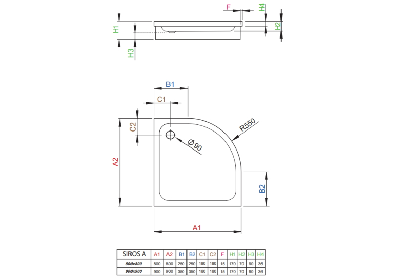 Душовий піддон RADAWAY Siros A, 80x80, SBA8817-1