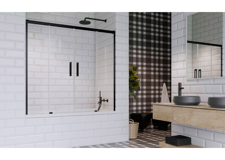 Шторка для ванны RADAWAY Idea Black PN DWD 140,  10004140-54-01