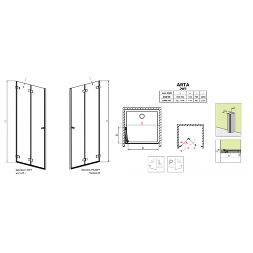 Душові двері RADAWAY Arta DWB 100 386152-03-01L