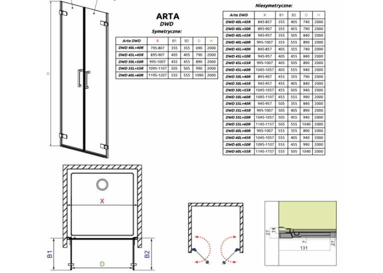 Душові двері RADAWAY Arta DWD 100 386032-03-01L + 386032-03-01R