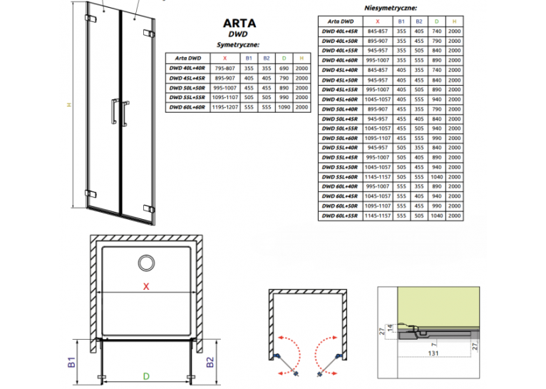 Душові двері RADAWAY Arta DWD 100 386032-03-01L + 386032-03-01R