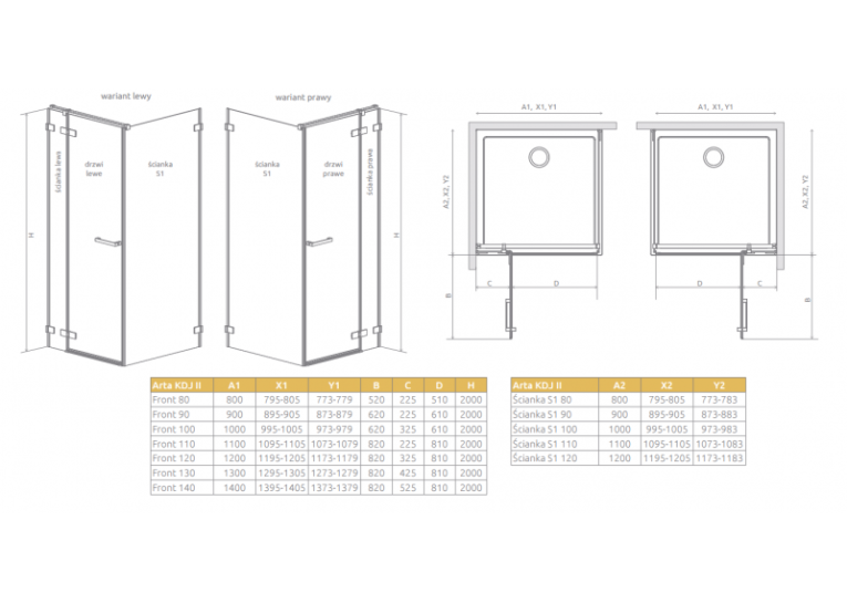 Душевая кабина RADAWAY Arta KDJ II (110/110) 386023-03-01 + 386457-03-01R, 386040-03-01R