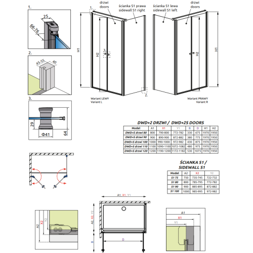 Душова кабіна RADAWAY Eos II DWD+S (90x90), 3799491-01 + 3799411-01R