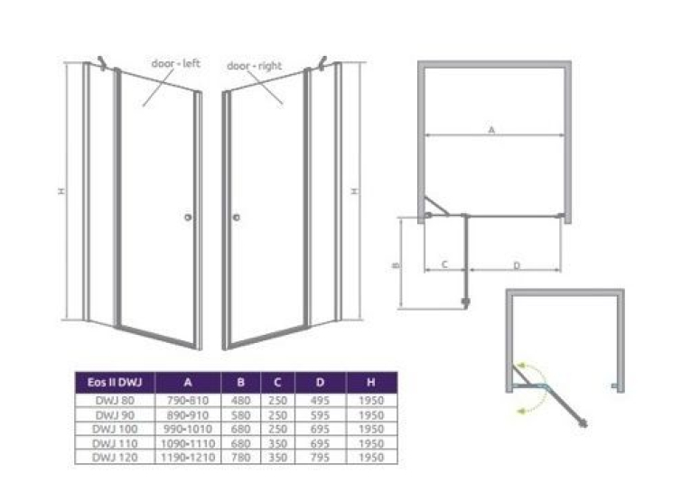 Душові двері RADAWAY Eos II DWJ 80, 3799440-01R