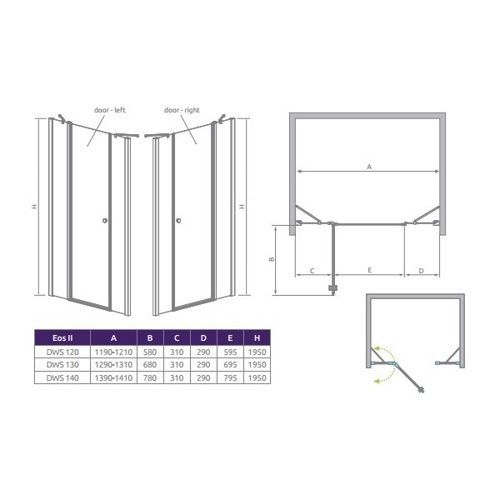 Душевая дверь RADAWAY Eos II DWJS 140, 3799456-01R