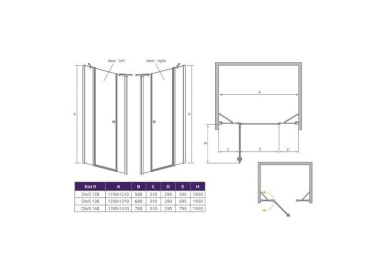 Душові двері RADAWAY Eos II DWJS 120, 3799454-01L