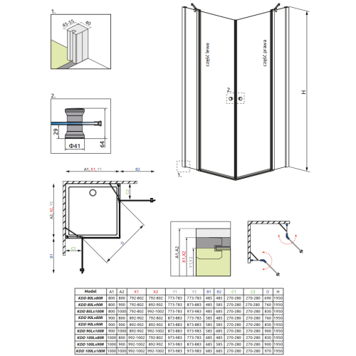 Душова кабіна RADAWAY Eos II KDD (100x100) 3799462-01L + 3799462-01R