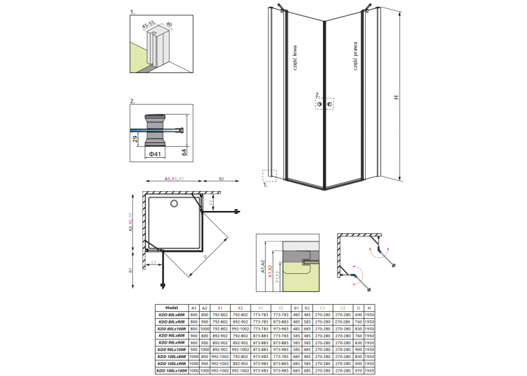 Душевая кабина RADAWAY Eos II KDD (100x100) 3799462-01L + 3799462-01R