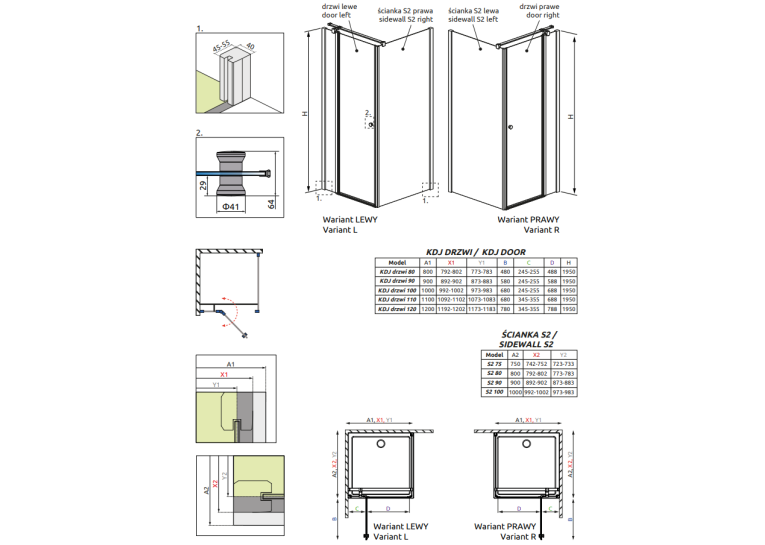 Душевая кабина RADAWAY Eos II KDJ (90x90) 3799421-01R + 3799431-01L
