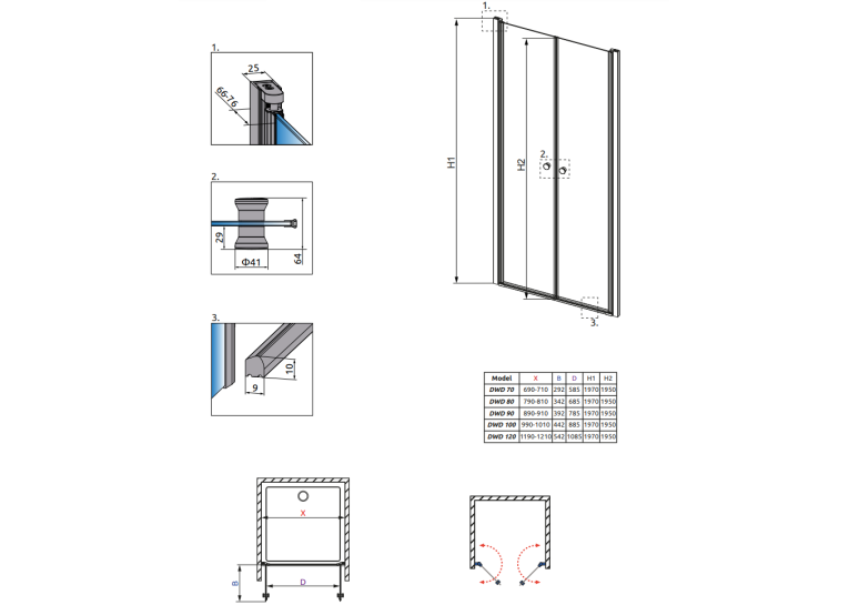 Душові двері RADAWAY Eos DWD 70, 37783-01-12N