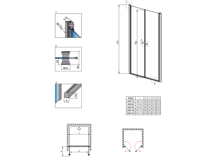 Душові двері RADAWAY Eos DWD 100, 37723-01-01N
