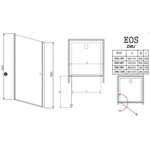Душевая дверь RADAWAY Eos DWJ 90, 37903-01-01N
