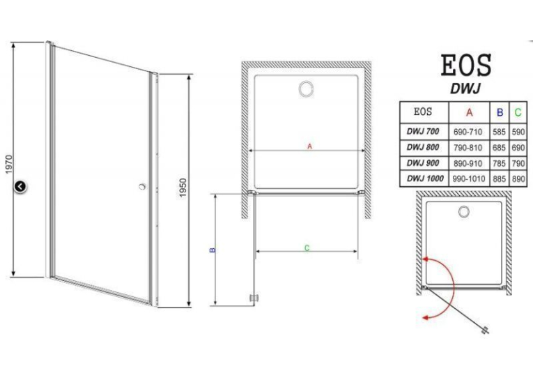 Душові двері RADAWAY Eos DWJ 100, 37923-01-12N