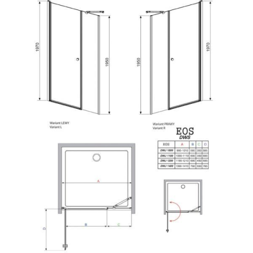 Душевая дверь RADAWAY Eos DWS 110, 37991-01-01NR