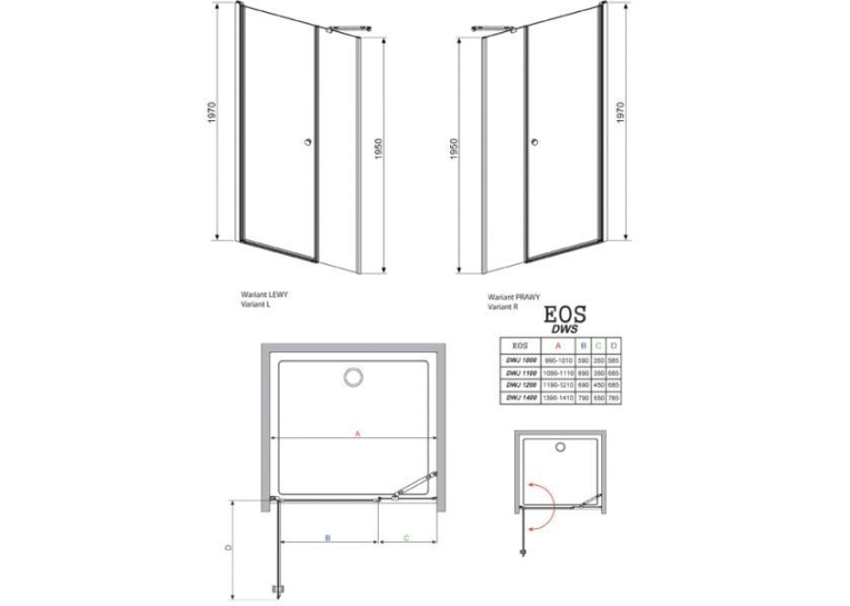Душові двері RADAWAY Eos DWS 110, 37991-01-01NL