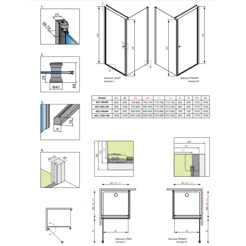 Душевая кабина RADAWAY Eos KDJ (90x90) 37503-01-01NL