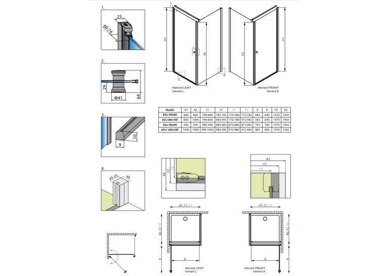 Душова кабіна RADAWAY Eos KDJ (90x90) 37503-01-01NL