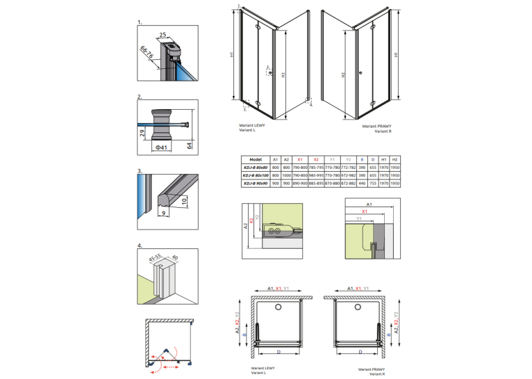 Душова кабіна RADAWAY Eos KDJ B (90x90) 37403-01-12NL