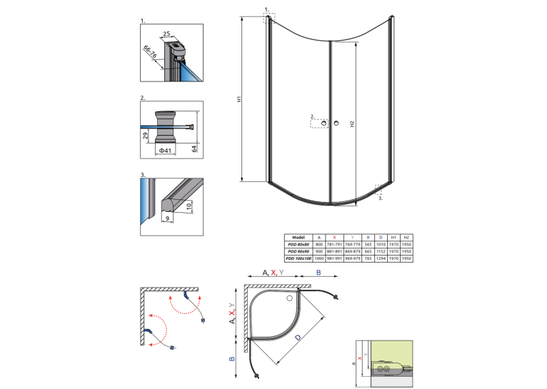 Душова кабіна RADAWAY Eos PDD (100x100) 37623-01-01N