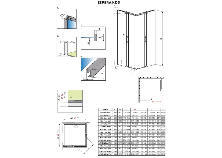  Душові двері RADAWAY Espera KDD 900Lx2000 хром/прозоре скло 380151-01L