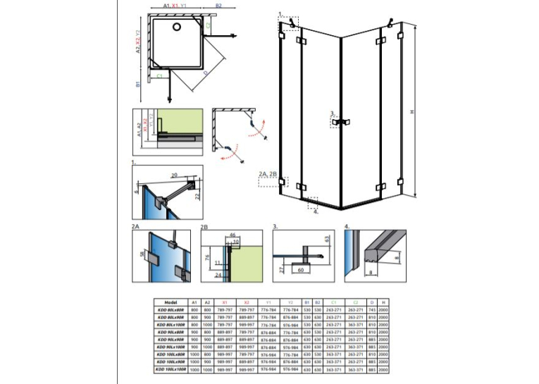 Душевая кабина RADAWAY Essenza Pro Gold KDD (80/80) 10096080-09-01L + 10096080-09-01R