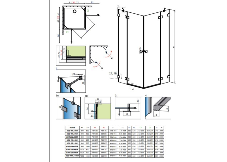 Душова кабіна RADAWAY Essenza Pro Gold KDD (80/80) 10096080-09-01L + 10096080-09-01R