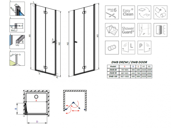 Душові двері RADAWAY Essenza New DWB 100R, 385077-01-01R