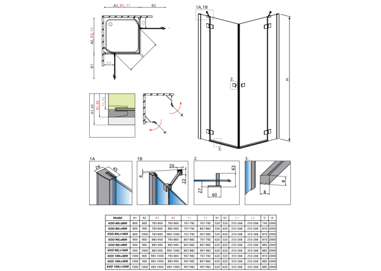 Душова кабіна RADAWAY Essenza New KDD (100/100) 385062-01-01L + 385062-01-01R