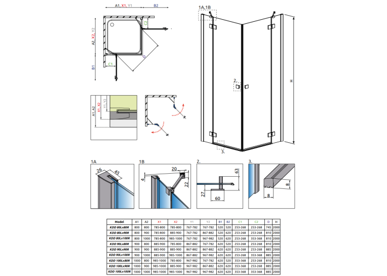 Душова кабіна RADAWAY Essenza New KDD (80/80) 385061-01-01L + 385061-01-01R