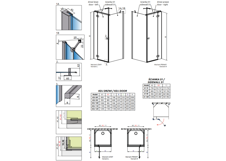 Душова кабіна RADAWAY Essenza New KDJ+S (90/90) 385020-01-01L + 384050-01-01 + 384050-01-01