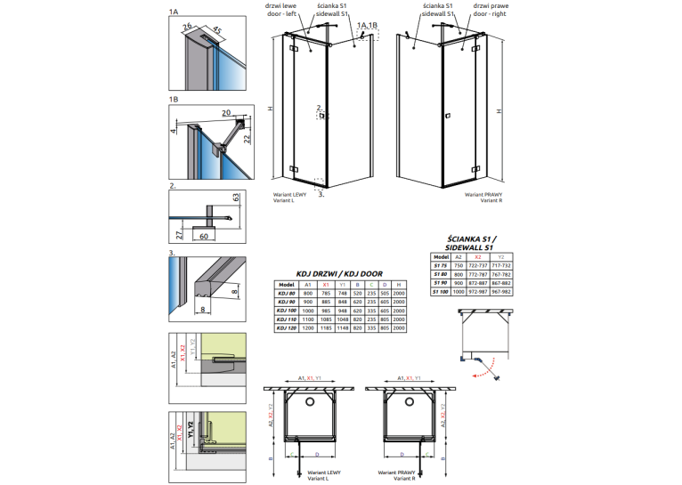 Душова кабіна RADAWAY Essenza New KDJ+S (100/100) 385022-01-01L + 384052-01-01+ 384052-01-01