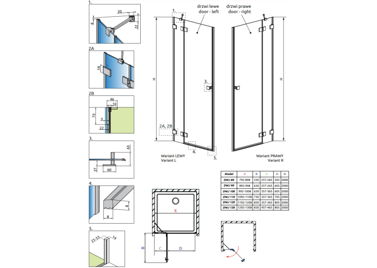 Душові двері RADAWAY Essenza Pro DWJ 80 ліва, 10099080-01-01L