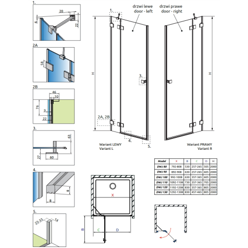 Душевая дверь RADAWAY Essenza Pro Black DWJ 80 правая, 10099080-54-01R