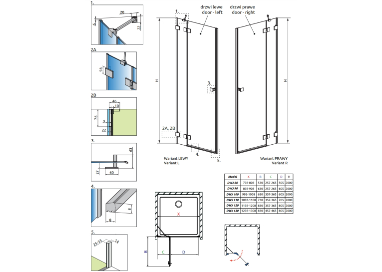 Душові двері RADAWAY Essenza Pro Black DWJ 80 права, 10099080-54-01R