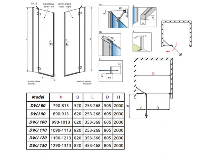 Душові двері RADAWAY Essenza New DWJ 110, 385015-01-01L