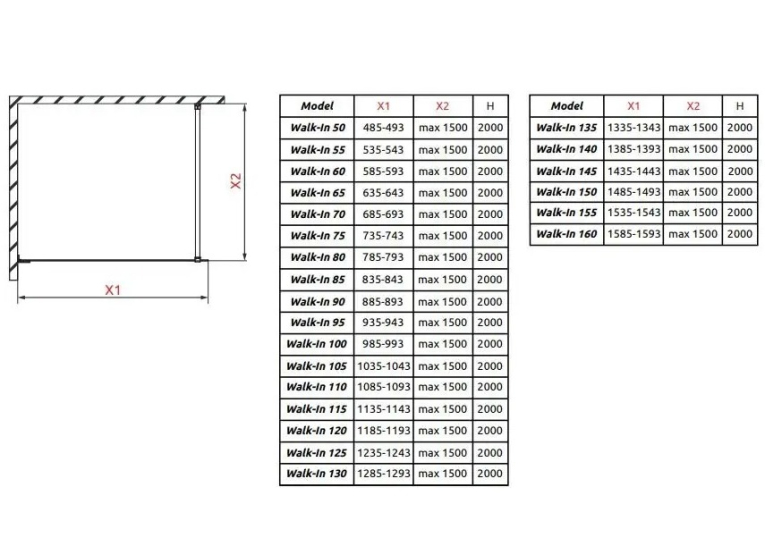  Душова кабіна RADAWAY Essenza Pro Gold Walk-in 550x2000 золотий/прозоре скло 10103055-09-01