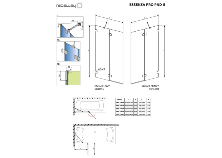 Шторка на ванну Radaway Essenza Pro White PND II 120 ліва, 10102120-04-01L (виставковий зразок)