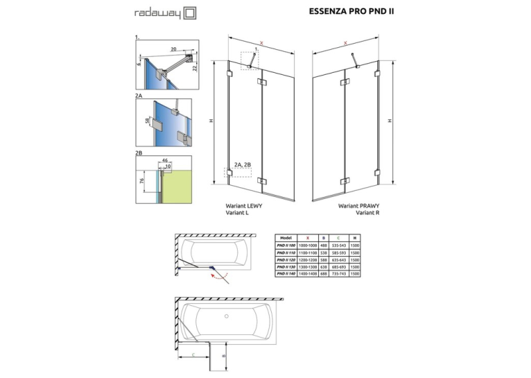 Шторка на ванну Radaway Essenza Pro White PND II 120 ліва, 10102120-04-01L (виставковий зразок)