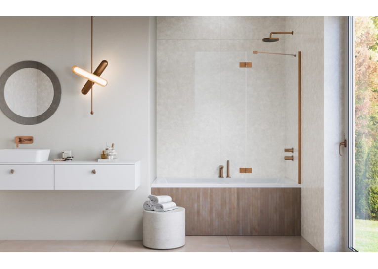 Шторка для ванны RADAWAY Essenza Brushed Copper PND II 100 правая, 110002100-93-01R