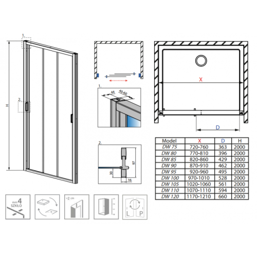 Душові двері RADAWAY Evo DW 120, 335120-01-01