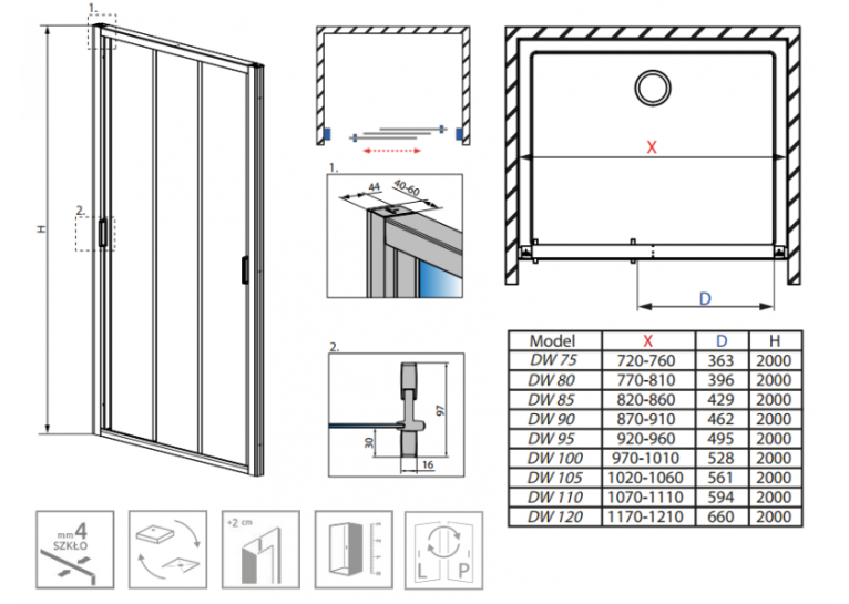 Душові двері RADAWAY Evo DW 110, 335110-01-01
