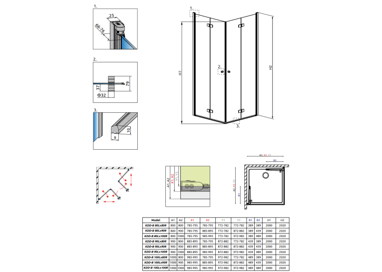 Душевая кабина RADAWAY Fuenta New KDD B (80/80) с порогом, 384070-01-01L + 384070-01-01R