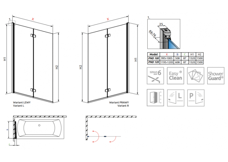Шторка для ванни RADAWAY Fuenta New PND 120, 208212-01L