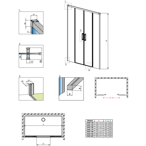 Душові двері RADAWAY Idea Black DWD 160, 387126-54-01