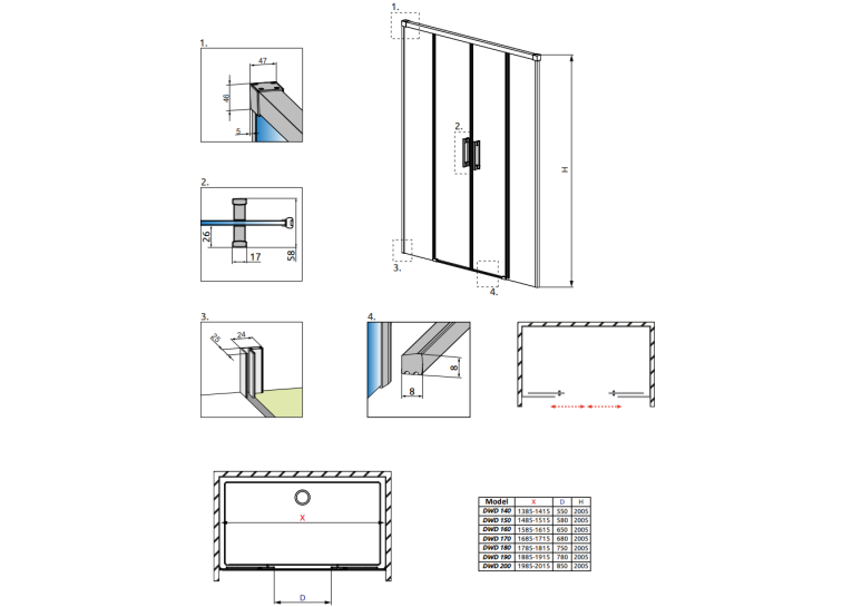 Душові двері RADAWAY Idea Black DWD 140, 387124-54-01