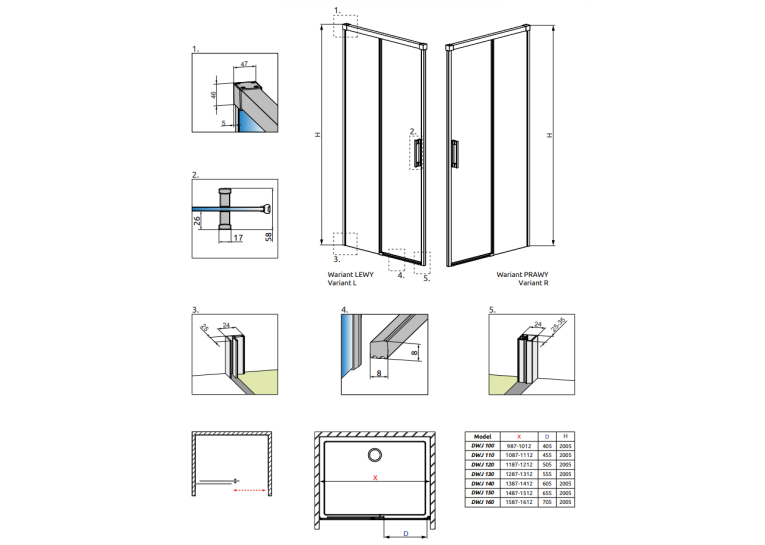 Душові двері RADAWAY Idea Black DWJ 110, 387015-54-01L