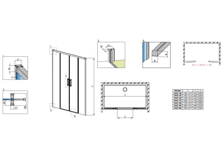 Душевая дверь RADAWAY Idea DWD 140, 387124-01-01