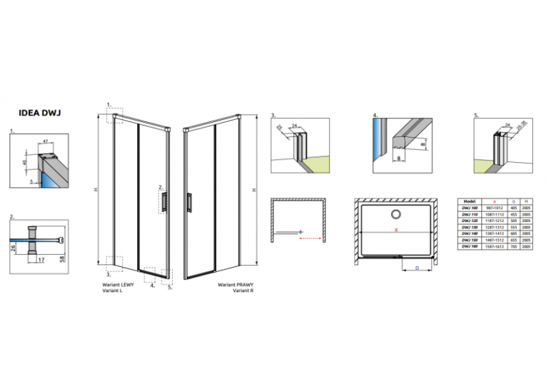 Душові двері RADAWAY Idea DWJ 110, 387015-01-01R