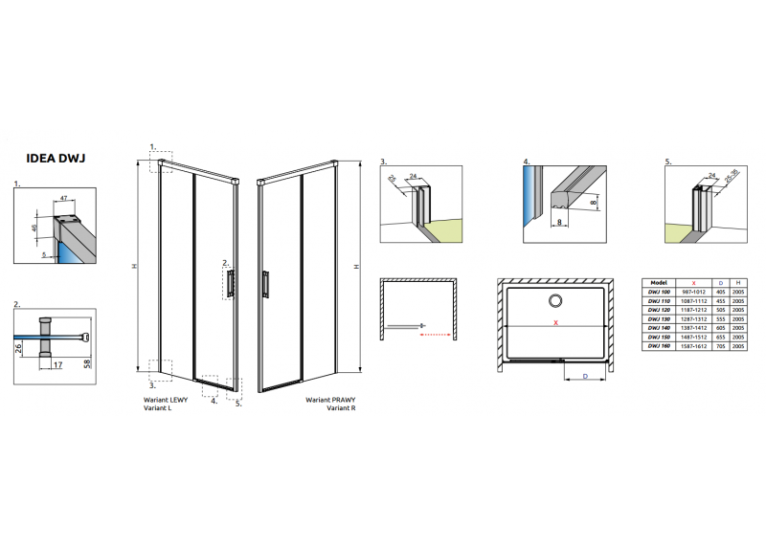 Душові двері RADAWAY Idea DWJ 140, 387018-01-01L