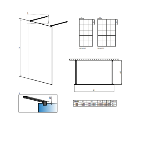 Перегородка для душу RADAWAY Walk-in Modo New Black I Factory 130 388134-54-57